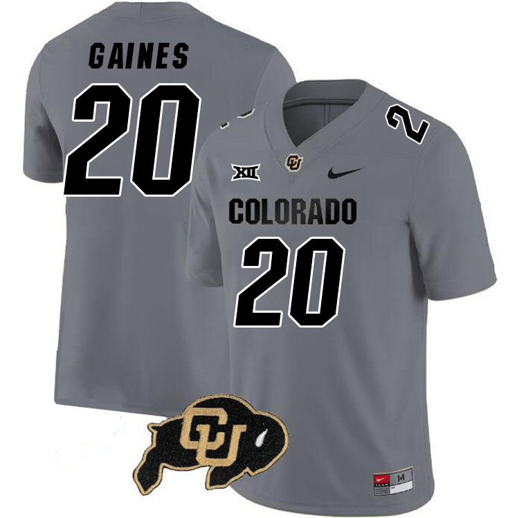 Colorado Buffaloes #20 Willie Gaines Big 12 Conference College Football Jerseys Stitched Sale-Grey